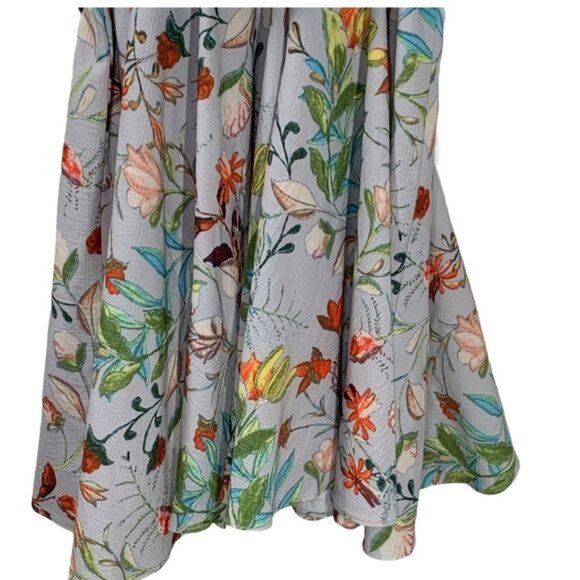 Essue Gray Floral Sleeveless Sundress Mini Flare Dress Medium - Picture 9 of 13